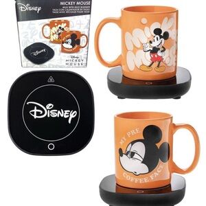 Mickey Mouse 12 oz Mug w/ Warmer Coffee Tea Orange MY PRE COFFEE FACE NEW NIB